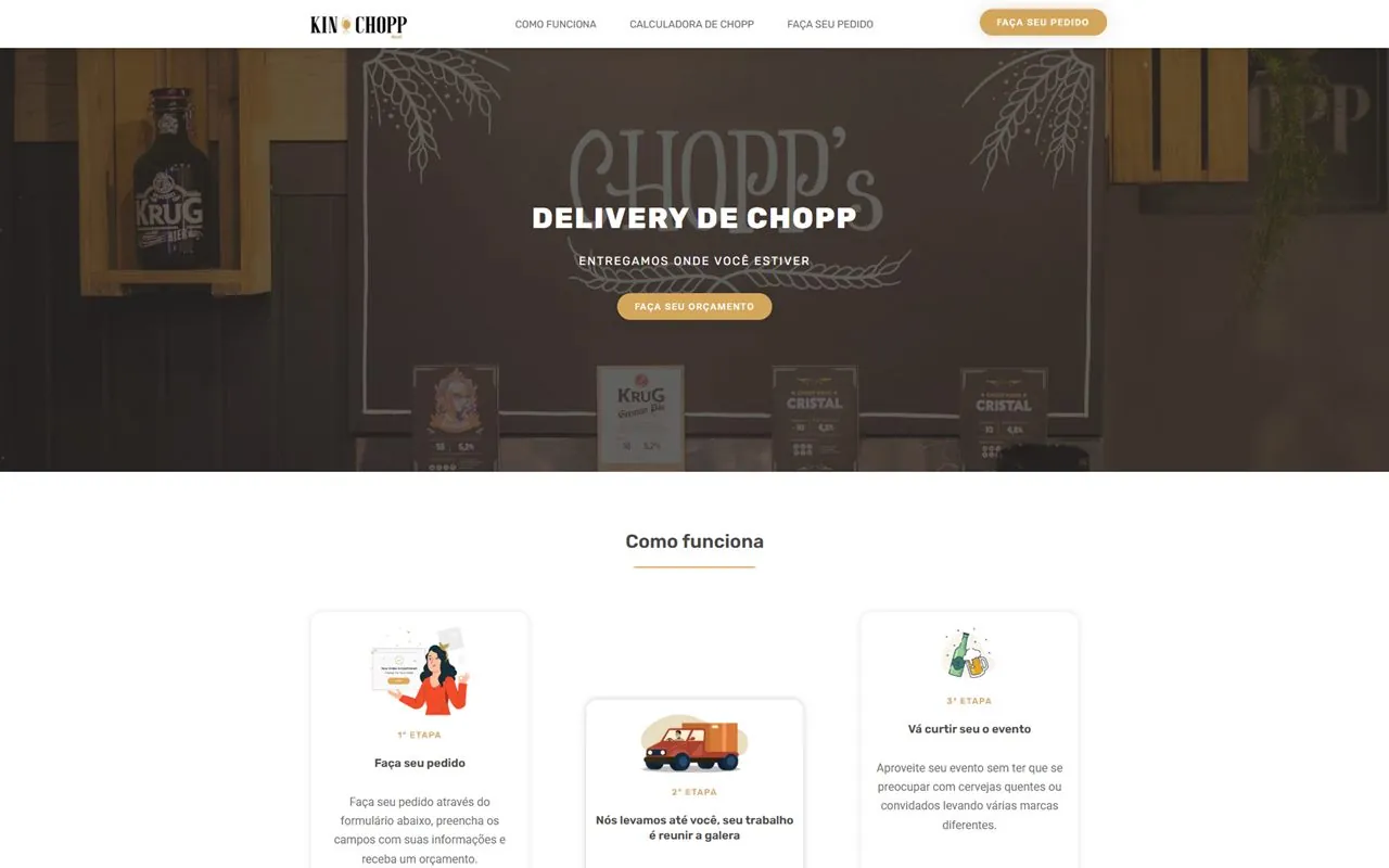 Site de delivery da Kin Chopps