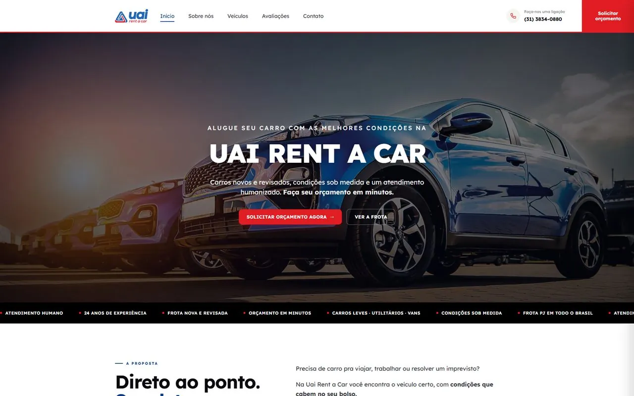 Site da Uai Rent a Car